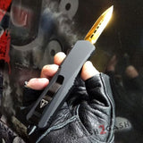 Delta Force Gold OTF Knife D/A Black Switchblade *Limited Edition* Automatic Knives - Dagger Plain