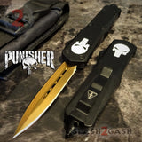 Golden Punisher OTF Knife D/A Skull Switchblade *Limited Edtition* Delta Force Automatic Knives S2G slash2gash