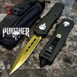 S2G Tactical Punisher OTF Knife D/A Skull Switchblade *Limited Edtition* Gold Dagger Automatic Knives slash2gash