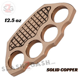 Brass Knuckle Duster Grenade Shaped Heavy Duty Paper Weight - 100% Real Copper Cross Hatched Old School