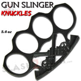 Pistol Revolver Knuckles Gunslinger Belt Buckle Paperweight - Black