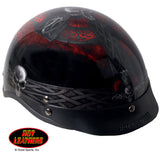 Hot Leathers Celtic Cross Helmet D.O.T. w/ Skulls Gloss Black Finish Motorcycle