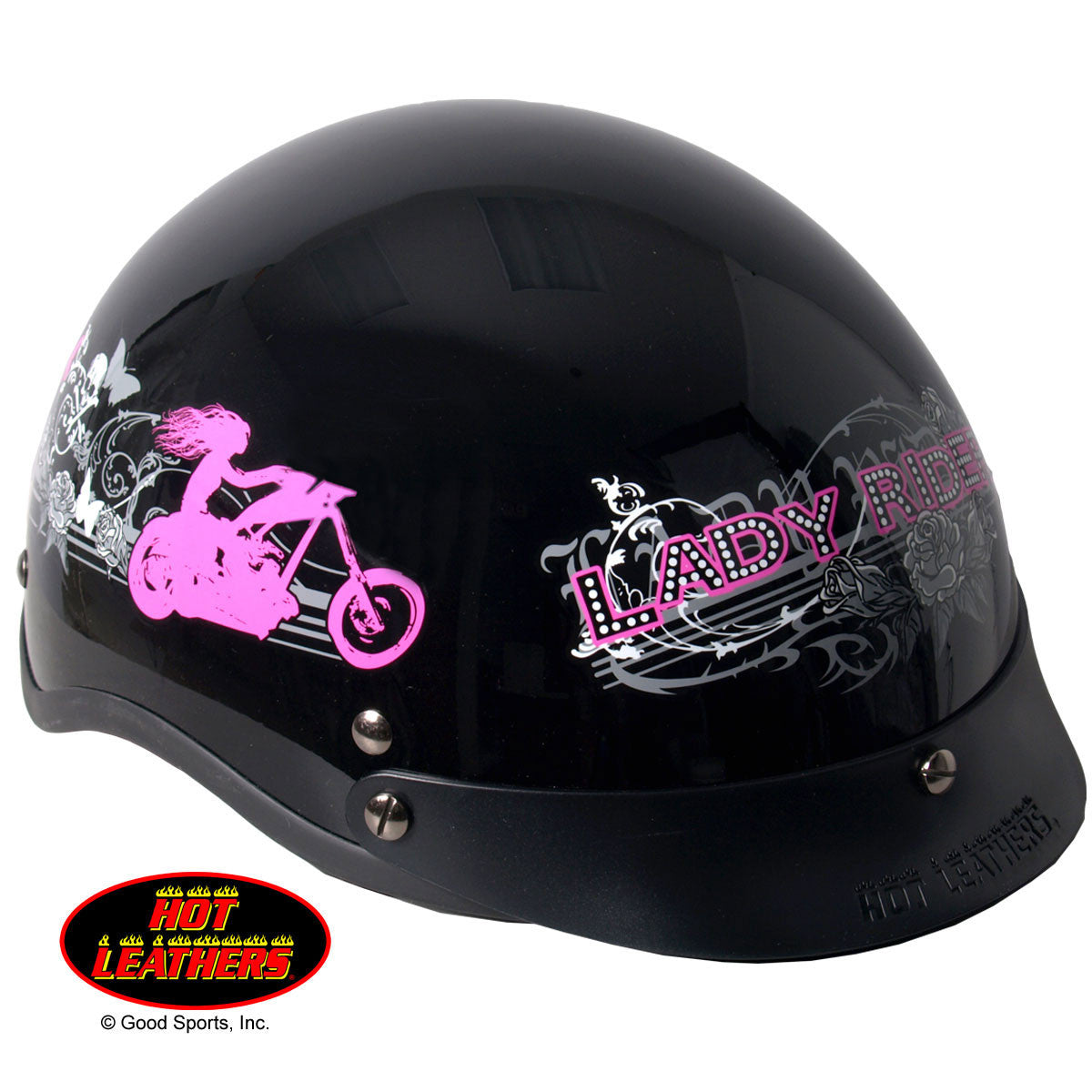 Hot Leathers D.O.T. Lady Rider w/ Roses Gloss Black Finish Motorcycle – Slash2Gash