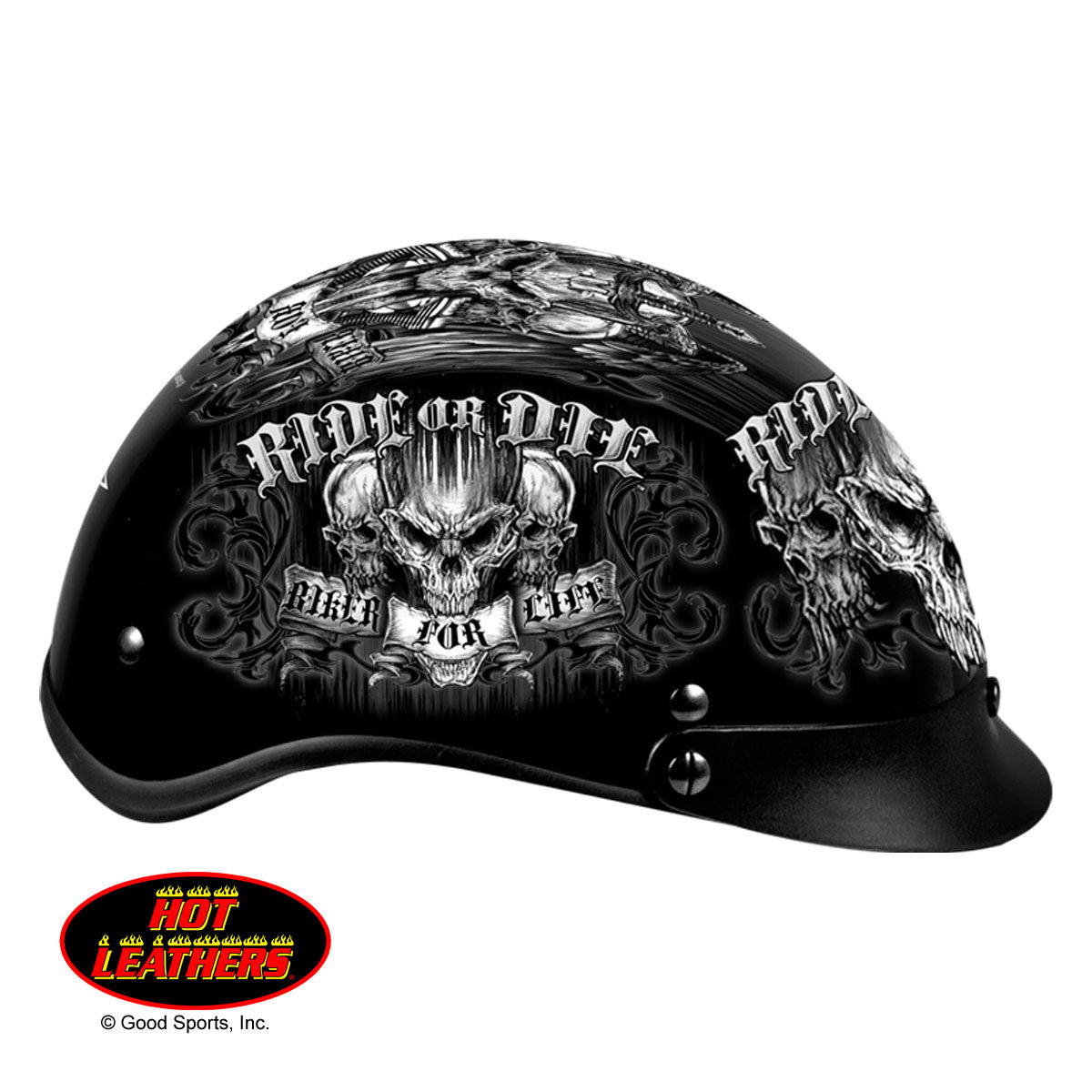 Hot Leathers D.O.T. Biker For Life Gloss Black Finish