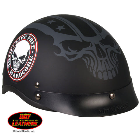 dot matte skull motorcycle helmet MPH9724 w/ Drop Sun Visor Web & Graphic Matte HighwayLeather 20.50 X Hot Leathers Flat Matte Black