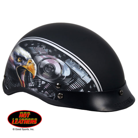 Hot Leathers D.O.T. American Eagle Matte Black Finish Motorcycle Helmet