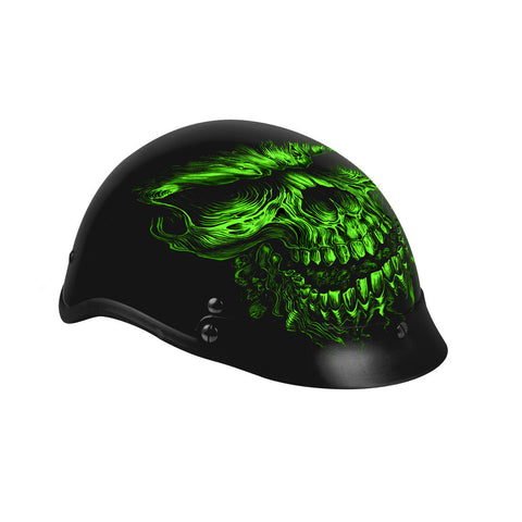 Hot Leathers D.O.T. Shredder Skull Matte Black Finish Motorcycle Helmet