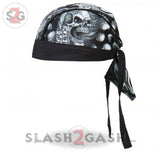 Hot Leathers Assassin Motorcycle Headwrap Skull & Guns Durag