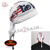 Hot Leathers American Bike Headwrap White Premium Motorcycle Durag Doo Rag