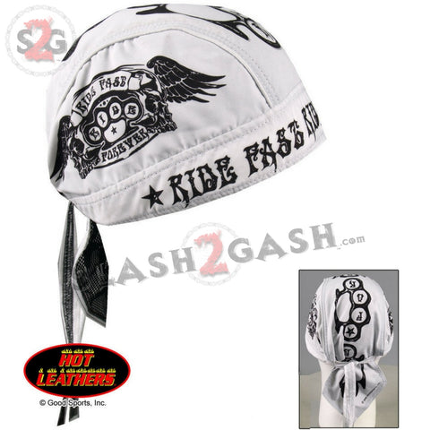 Hot Leathers Ride Fast Forever Headwrap White Knuckles Premium Du-Rag