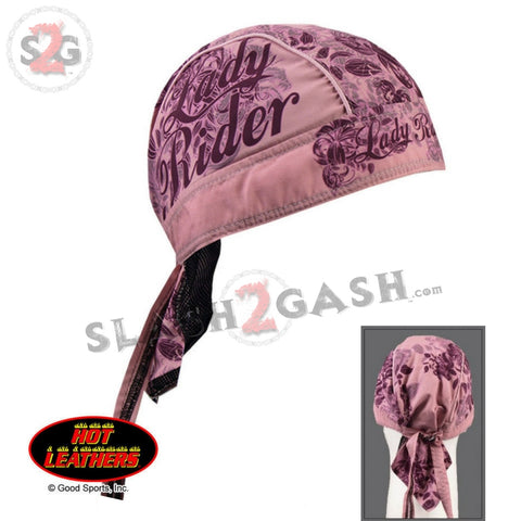 Hot Leathers Lady Rider Floral Headwrap Pink Ladies Premium Du-Rag Doo Rag Cap