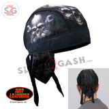 Hot Leathers Skull & Wrench Bones Headwrap Premium Biker Du-Rag