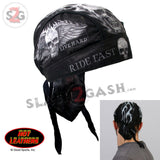 Hot Leathers Bad Scratch Headwrap Winged Skull Premium Biker Du-Rag