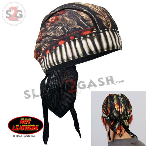 Hot Leathers Native American Headdress Headwrap Indian Premium Biker Du-Rag Doo Rag Cap