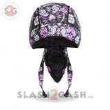 Hot Leathers Sugar Skull Headwrap Roses & Flower Premium Du-Rag Doo Rag Cap