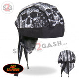 Hot Leathers Premium Headwrap - Flag Skull Motorcycle Durag