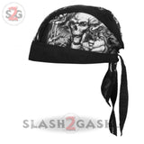 Hot Leathers Smokin Five Skulls Motorcycle Headwrap Skull & Guns Durag/Cap HWH1093