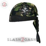 Hot Leathers 2nd Amendment Camo Skull Headwrap Premium Biker Du-Rag Head Wrap HWH1094