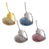 Crystal Heart USB Flash Drive 2.0 Magnetic Necklace 16 GB - 6 Colors