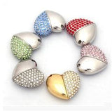 Crystal Heart USB Flash Drive 2.0 Magnetic Necklace 16 GB - 6 Colors
