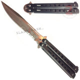 Hi-Tech Butterfly Knife Stainless Steel Cutout Balisong - Black Serrated