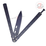 Hieroglyphic Butterfly Knife Riveted Unique Balisong - Black Cool Pattern New Flip Knives