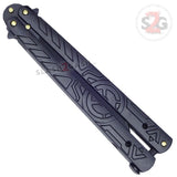 Hieroglyphic Butterfly Knife Riveted Unique Balisong - Black Cool Pattern New Flip Knives