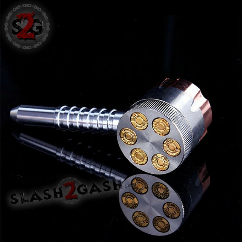 Six Shooter Rotating Revolver Smoking Bullet Metal Pipe w/ Grinder - V ...