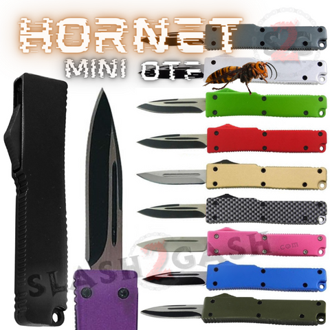 Mini Out The Front Knife Small Automatic Switchblade Key Chain Knives - Hornet Asst. colors California Legal