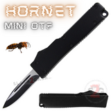 California Legal Mini Out The Front Knife Small Automatic Switchblade Key Chain Knives - Black Hornet