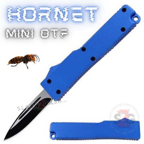 California Legal Mini OTF Dual Action Automatic Knife - Blue Hornet Key Chain Switchblade