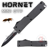California Legal Mini Out The Front Knife Small Automatic Switchblade Key Chain Knives - Carbon Fiber Hornet