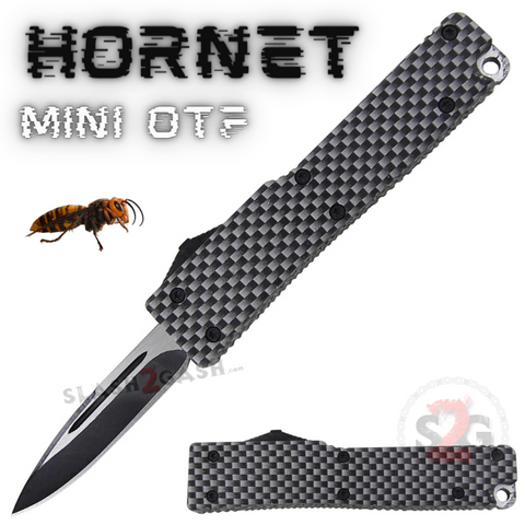 Carbon Fiber Mini OTF California Legal Out The Front Knife Small Automatic Switchblade Key Chain Knives - Hornet