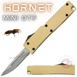 California Legal Mini Out The Front Knife Small Automatic Switchblade Key Chain Knives - Gold Hornet