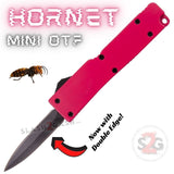 Keychain Mini OTF Knife Hot Pink Switchblade Dagger w/ Clip - Hornet small