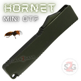 California Legal Mini Out The Front Knife Small Automatic Switchblade Key Chain Knives - OD Green Hornet