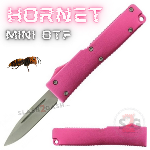 Pink Mini OTF California Legal Out The Front Knife Small Automatic Switchblade Key Chain Knives - Hornet