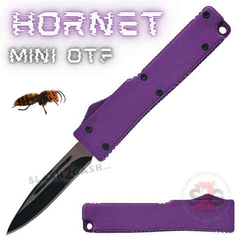 Mini OTF Purple California Legal Out The Front Knife Small Automatic Switchblade Key Chain Knives - Hornet