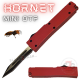 California Legal Mini Out The Front Knife Small Automatic Switchblade Key Chain Knives - Red Hornet Recurve