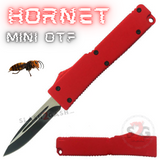 California Legal Mini Out The Front Knife Small Automatic Switchblade Key Chain Knives - Red Hornet