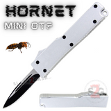 California Legal Mini Out The Front Knife Small Automatic Switchblade Key Chain Knives - Silver Hornet