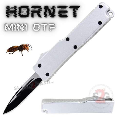 California Legal Mini OTF Dual Action Automatic Knife - Silver Hornet