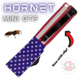 Mini Out The Front Knife with Clip Small Automatic Switchblade Key Chain Knives - American Flag Hornet