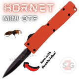 Keychain Mini OTF Knife Switchblade Dagger w/ Clip - Orange Hornet