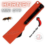 Keychain Mini OTF Knife Switchblade Dagger w/ Clip - Orange Hornet