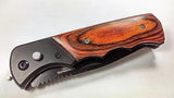 Intimidator Rosewood Tactical Grip Automatic Knife Serrated w/ Saftey Lock
