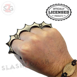 Irish Muscle Dalton Global Brass Knuckles Spiked Paperweight - Black Licensed Robbie Dalton Knucks Heavy Duty Steel Buckle