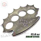 Irish Steel Dalton Global Brass Knuckles Spiked Paperweight - Silver Chrome Robbie Dalton Knucks Heavy Duty Buckle Duster