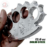 Dalton Global Brass Knuckles IRA Irish Republican Army Paperweight - Silver/Chrome Robbie Dalton Knucks Heavy Duty Steel Buckle
