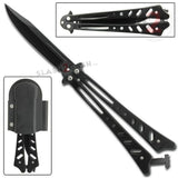 Iron Maiden Butterfly Knife Black Flared Balisong w/ Cutouts